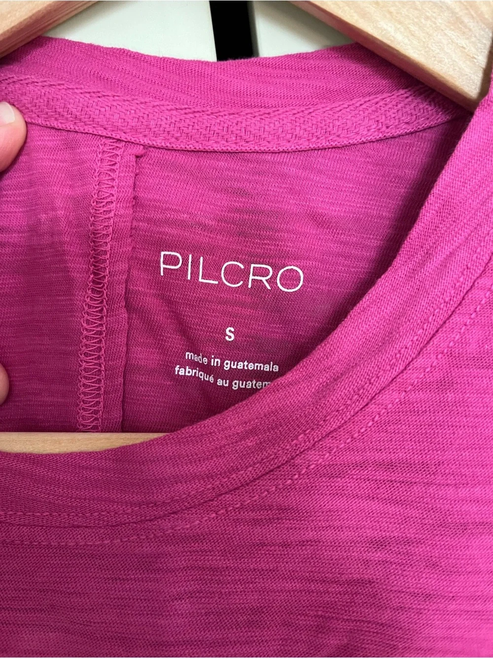 Pilcro Anthropologie Short Sleeve Crewneck Tee in Bright Magenta - Picture 3 of 4